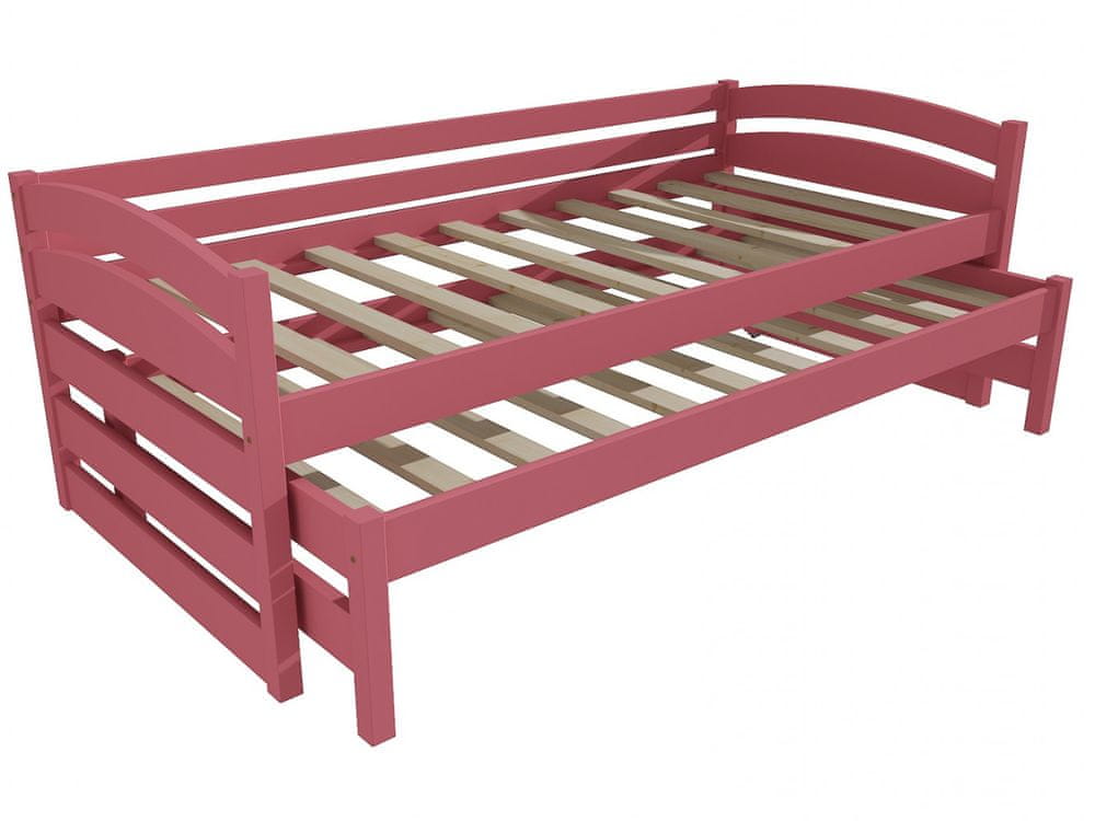 eoshop Detská posteľ s výsuvnou prístelkou DPV 012 (Rozmer: 90 x 180 cm, Farba dreva: farba ružová)